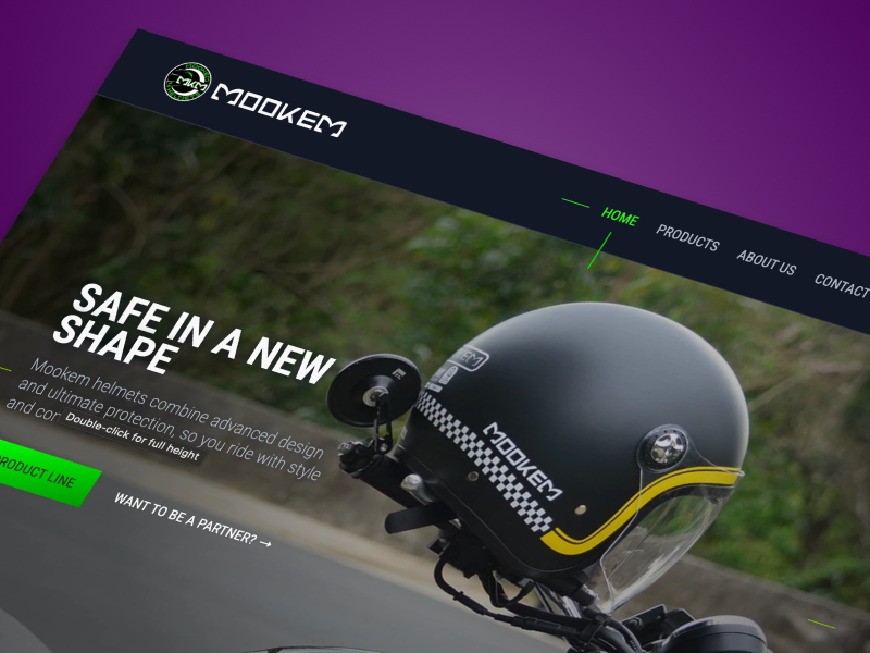 Screenshot of Mookem Helmets website
